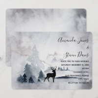 Reindeer in the Wild Grey Watercolor Wedding