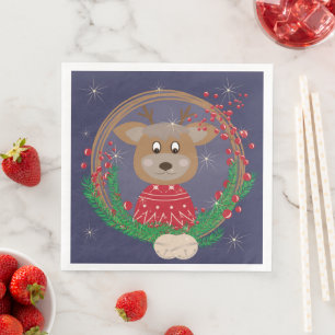 Reindeer in Ugly Christmas Sweater Paper Napkins