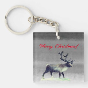 Reindeer in winter day  key ring