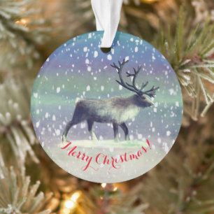 Reindeer in winter day ornament