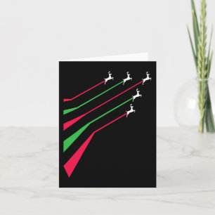 Reindeer jets patriotic stripe red and green merry card