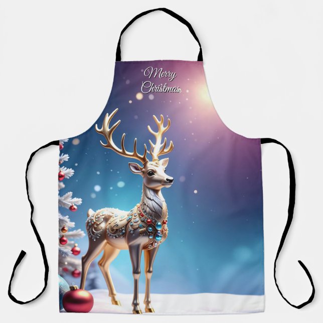 Reindeer Jewels Christmas Holiday Apron (Front)