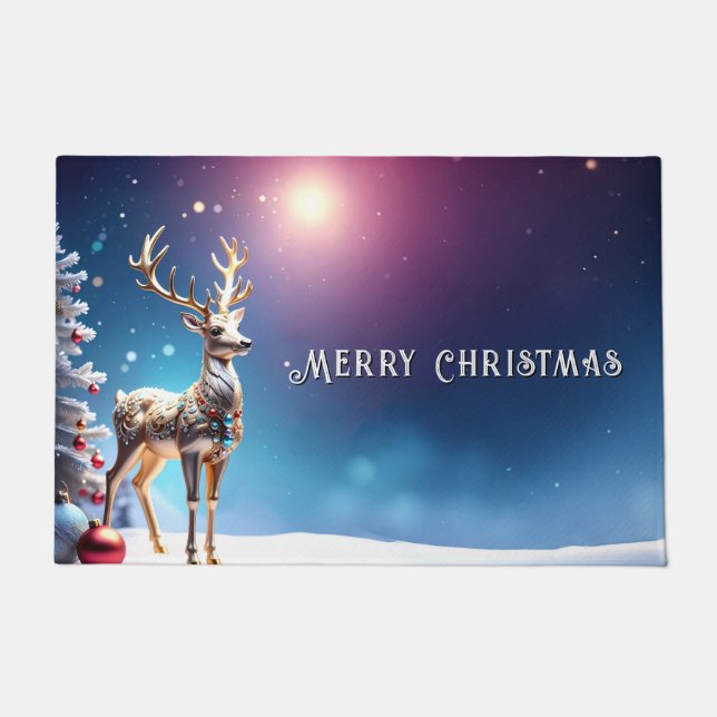 Reindeer Jewels Christmas Holiday Doormat (Front)