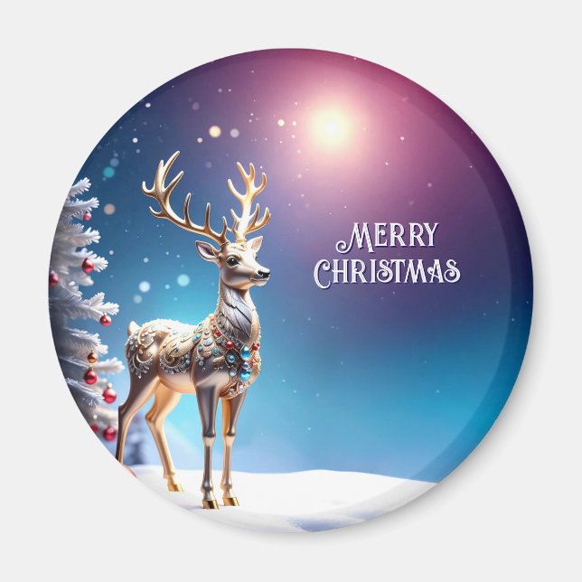 Reindeer Jewels Christmas Holiday Magnet (Front)