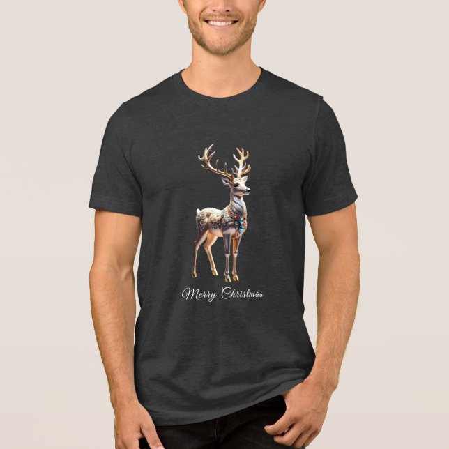 Reindeer Jewels Christmas Holiday Men's T-Shirt Tri-Blend Shirt (Front)