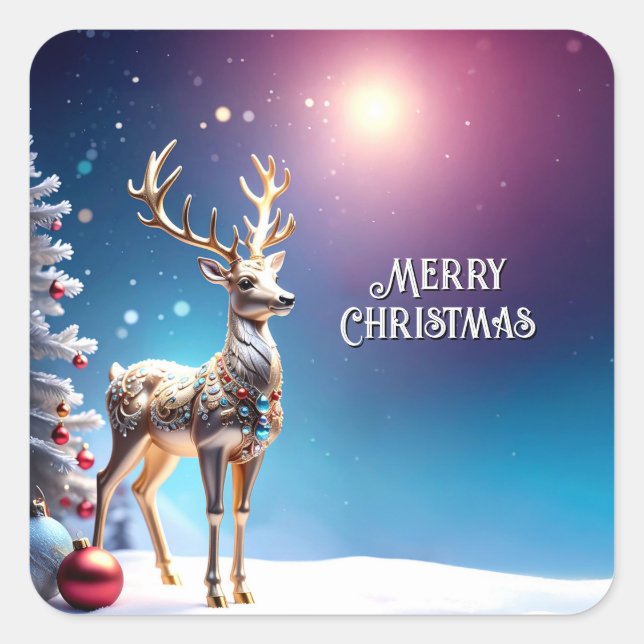 Reindeer Jewels Christmas Holiday Sticker (Front)
