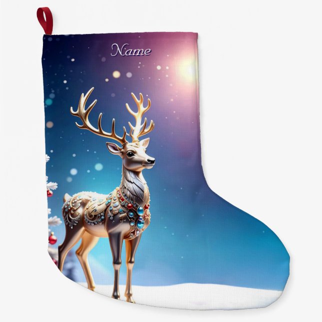 Reindeer Jewels Christmas Holiday Stocking (Front)