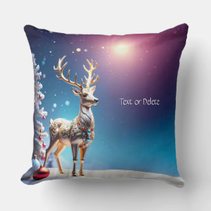 Reindeer Jewels Christmas Holiday Throw Pillow