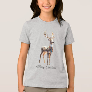 Reindeer Jewels Christmas Holiday Tri-Blend Shirt