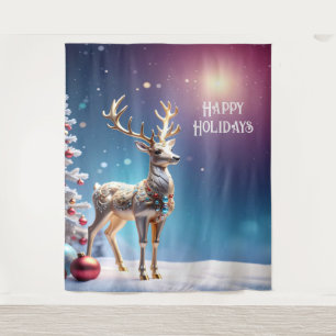 Reindeer Jewels Holiday Backdrop Tapestry