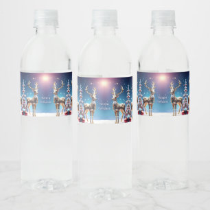 Reindeer Jewels Holiday Water Bottle Label