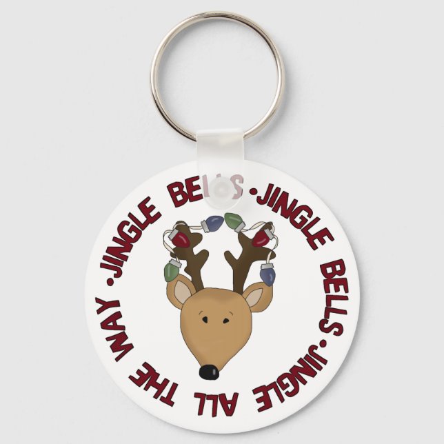 Reindeer Jingle Bells Tshirts and Gifts Key Ring (Front)