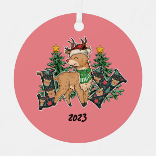 Reindeer Joy Christmas Metal Tree Decoration