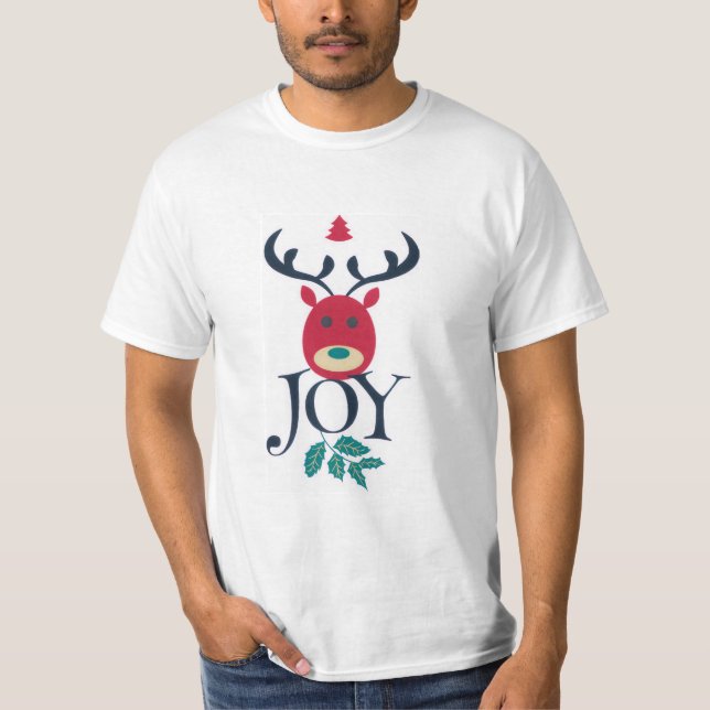 Reindeer Joy Holiday T-Shirt (Front)