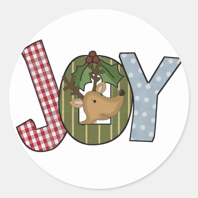 Reindeer Joy Holiday Tshirts and gifts Classic Round Sticker (Front)