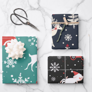 Reindeer Joyride Snowflake Christmas Wrap Wrapping Paper Sheet