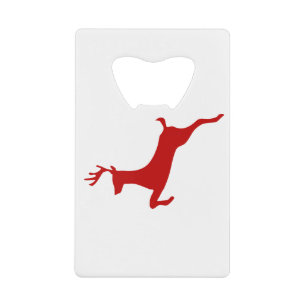 Reindeer Jump Christmas Red Silhouette Can Cooler