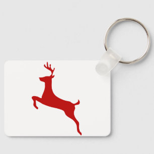 Reindeer Jump Christmas Red Silhouette Trucker Hat Key Ring