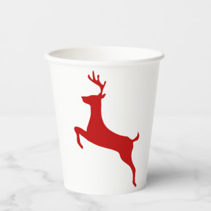Reindeer Jump Christmas Red Silhouette Two-Tone Co Paper Cups