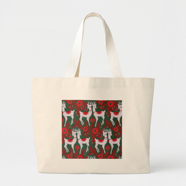 Reindeer, Large Tote Bag (Front)