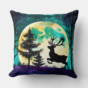 Reindeer Leaping Full moon on the Cushion