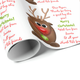 Reindeer Letter from Santa Christmas Xmas Wrapping Paper