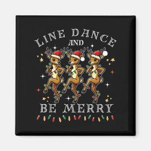 Reindeer Line Dance And Be Merry Christmas Festive Magnet