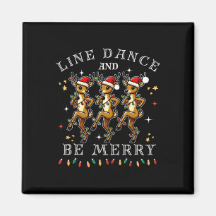 Reindeer Line Dance And Be Merry Christmas Festive Magnet