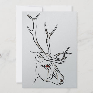 Reindeer Line Drawing Christmas Invitation