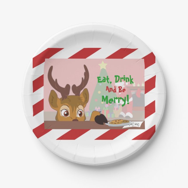 Reindeer Love Cookies Paper Plate (Front)