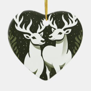 Reindeer Love Couples Gift Christmas Tree Ornament