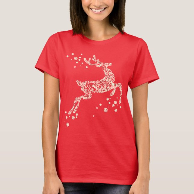 Reindeer made from Snowflakes Christmas Shirt (Front)