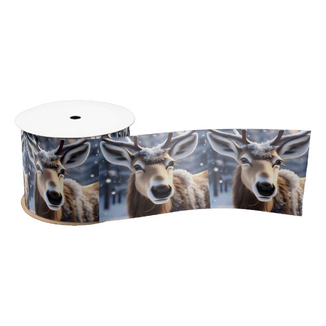 Reindeer Magic: Close-Up of Santas Loyal Companion Satin Ribbon (Spool)