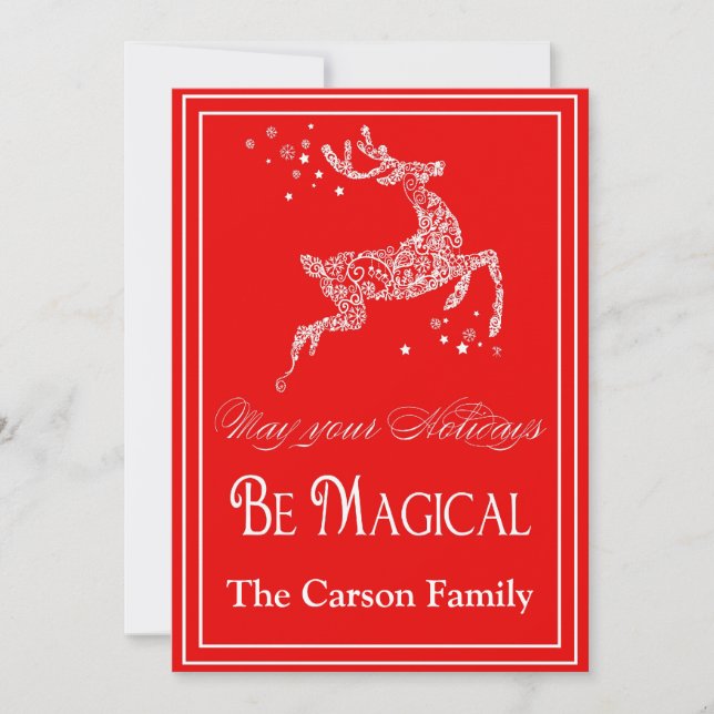 Reindeer Magical Christmas Card - Holiday Card (Front)