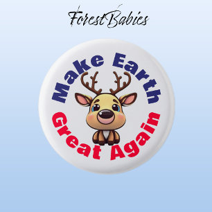 ReinDeer, Make Earth Great Again, Environmental 3 Cm Round Badge