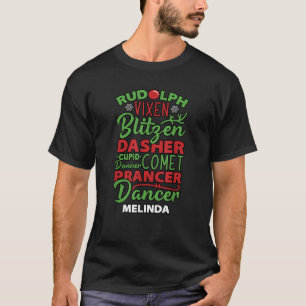 Reindeer Melinda Holiday Christmas Name  T-Shirt