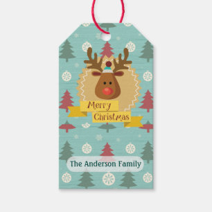 Reindeer Merry Christmas Custom Gift Tags