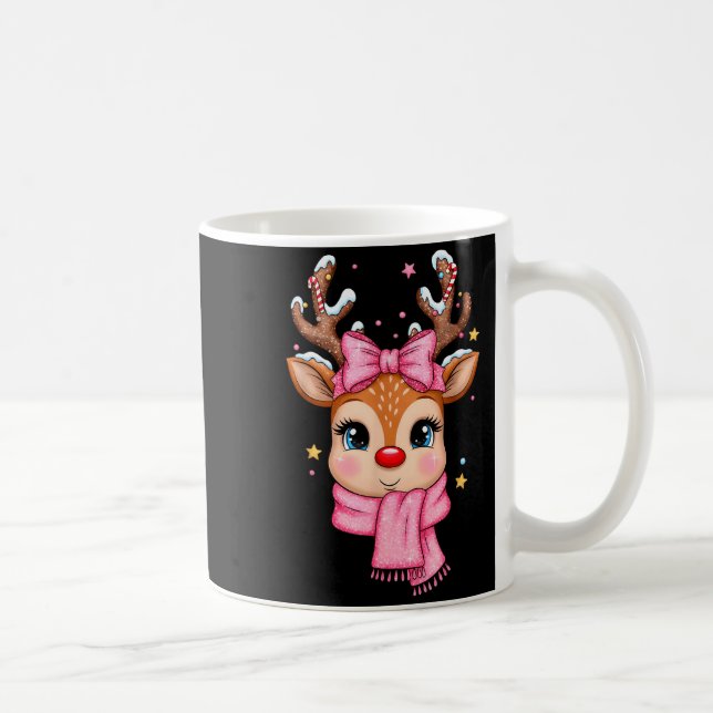 Reindeer Merry Christmas Cute Girl Women Kids  Coffee Mug (Right)