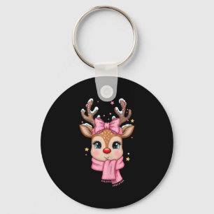 Reindeer Merry Christmas Cute Girl Women Kids Tank Key Ring