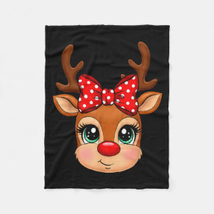 Reindeer Merry Christmas Girl Boy Kids Fleece Blanket