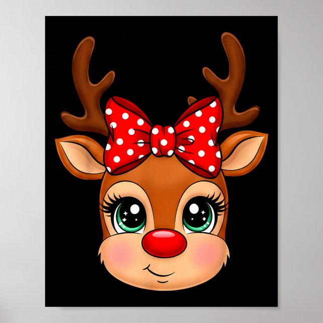 Reindeer Merry Christmas Girl Boy Kids  Poster (Front)