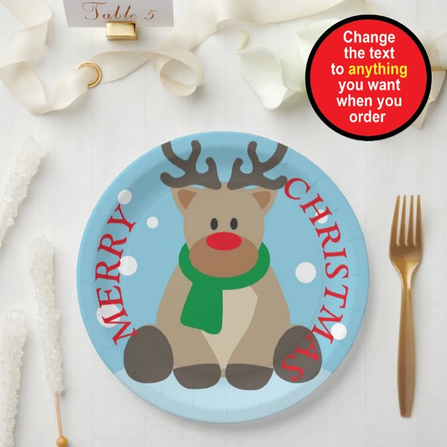 Reindeer Merry Christmas Paper Plates (Creator Uploaded)