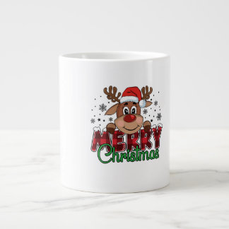 Reindeer Merry Christmas SVG PNG Large Coffee Mug