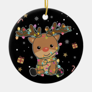 Reindeer Merry Christmas Winter Animals Deer Ceram Ceramic Tree Decoration