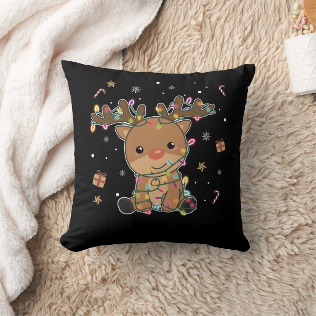Reindeer Merry Christmas Winter Animals Deer Cushion (Blanket)