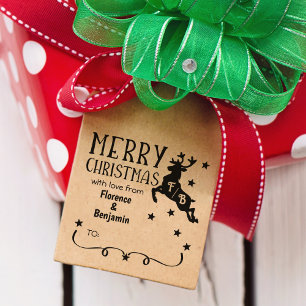 Reindeer Monogram, Merry Christmas with love  Rubber Stamp