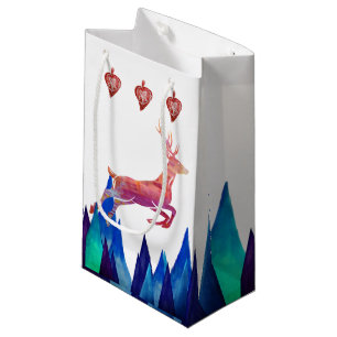 Reindeer, Mountains, Holiday Toys Small Gift Bag