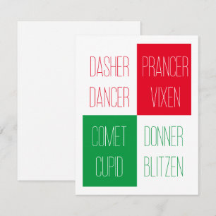 REINDEER NAMES 4.25x5.5 Flat Card 