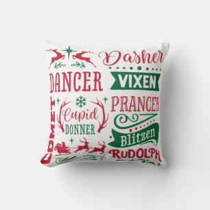 Reindeer Names Christmas Home Decor Cushion