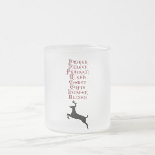Reindeer Names Rudolph, Comet, Blixen Reindeer Frosted Glass Coffee Mug